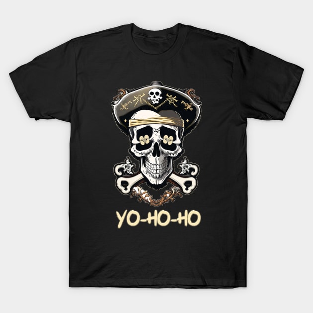 Yo-Ho-Ho Pirate Skull - Raise the Jolly Roger T-Shirt by Salaar Design Hub